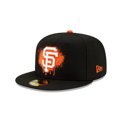 Black San Francisco Giants Hat - New Era MLB Drip Front 59FIFTY Fitted Caps USA3689017